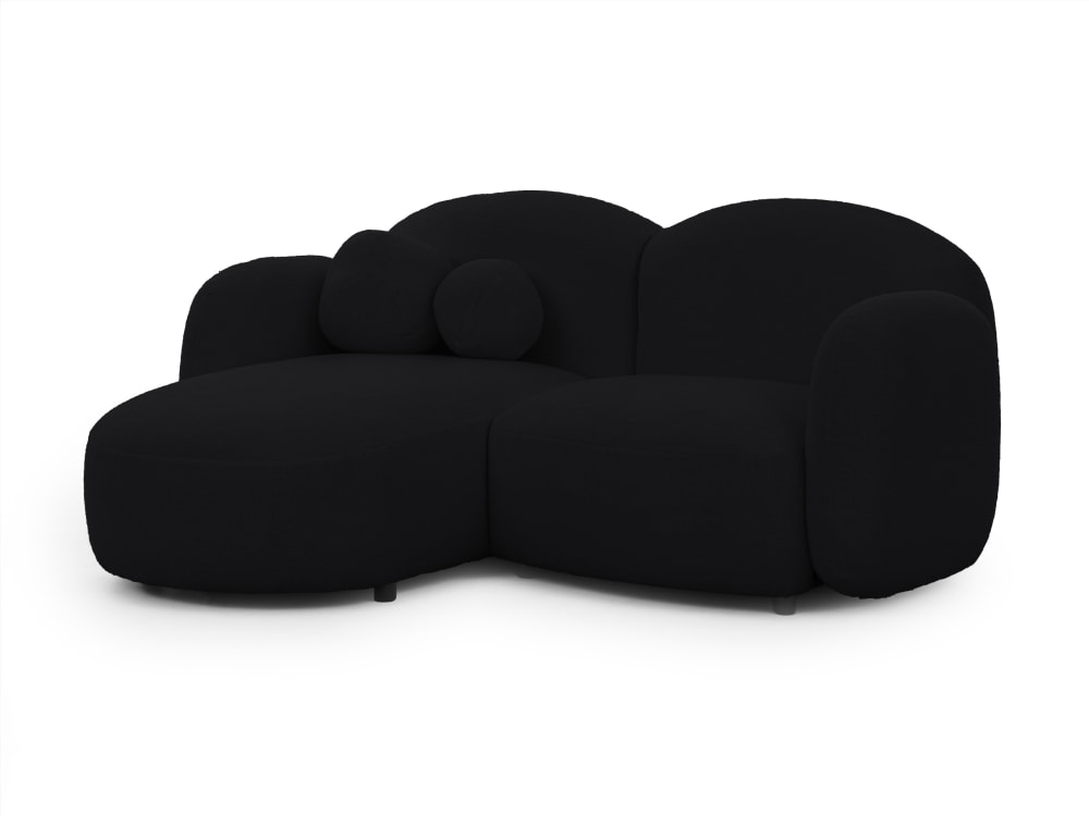 Canapé d’angle en tissu bouclé noir