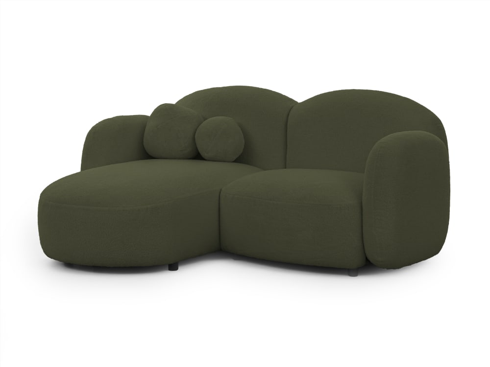 Canapé d’angle en tissu bouclé vert