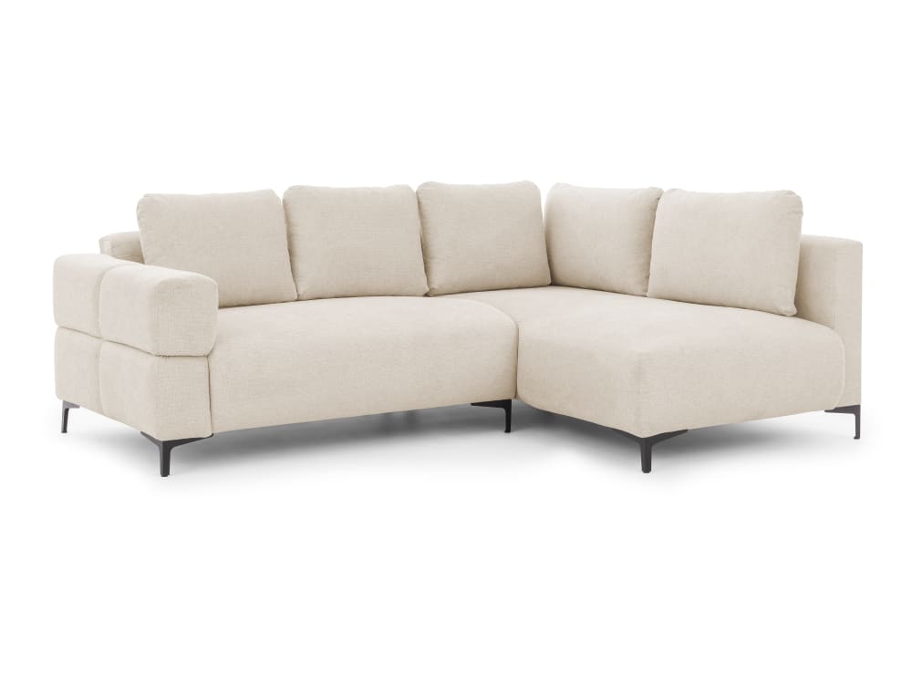 Canapé d’angle en tissu structuré beige clair