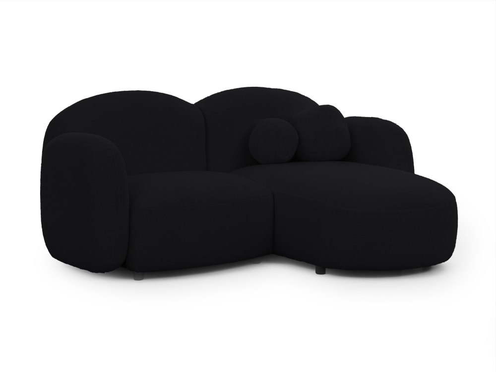 Canapé d’angle en tissu bouclé noir