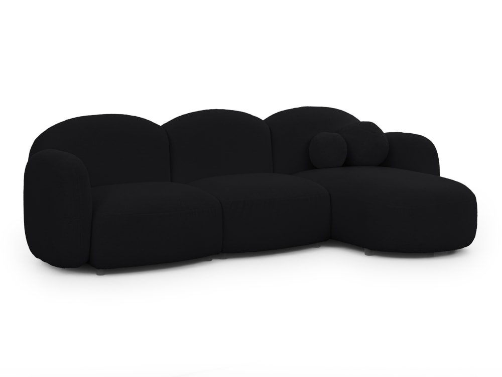 Canapé d’angle en tissu bouclé noir