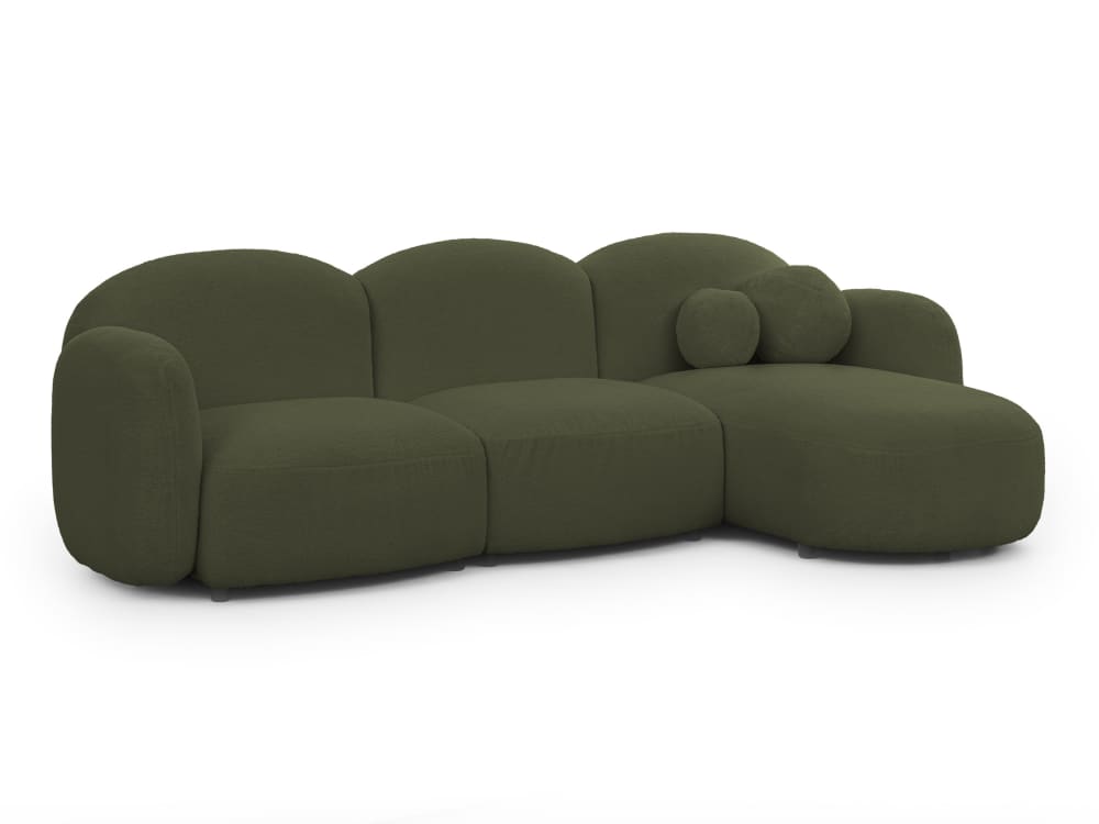 Canapé d’angle en tissu bouclé vert