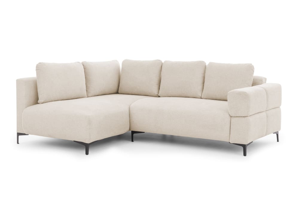 Canapé d’angle en tissu structuré beige clair