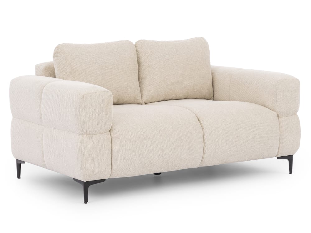 Canapé 2 places en tissu structuré beige clair 154x97x80 cm
