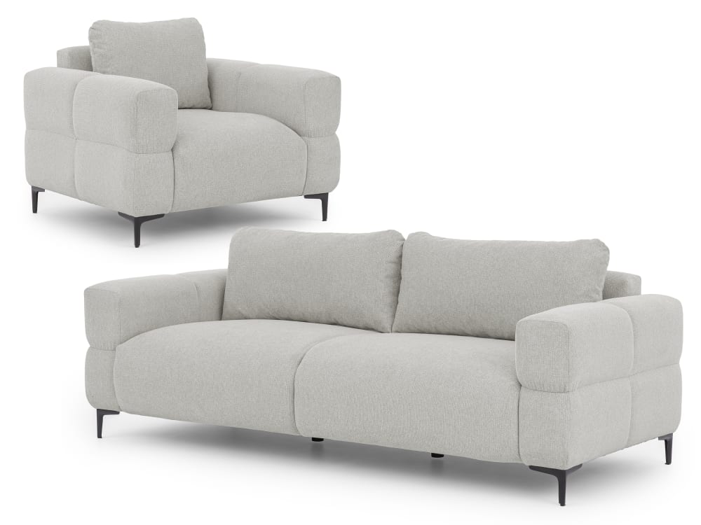 Ensemble de canapé 3+1 en tissu structuré gris clair