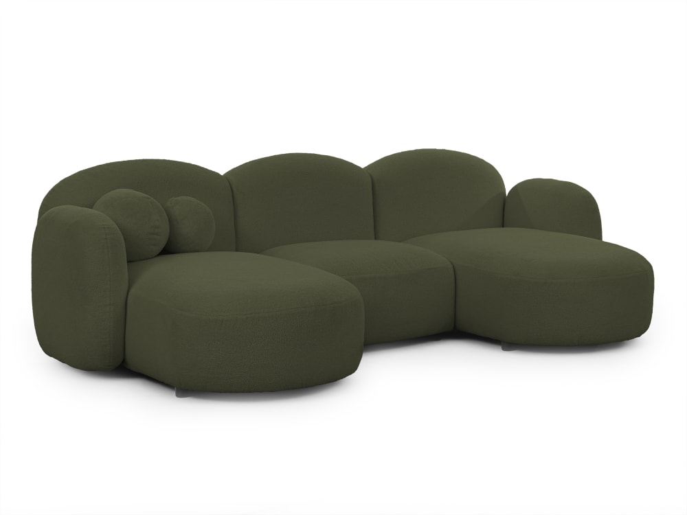 Canapé panoramique en tissu bouclé vert