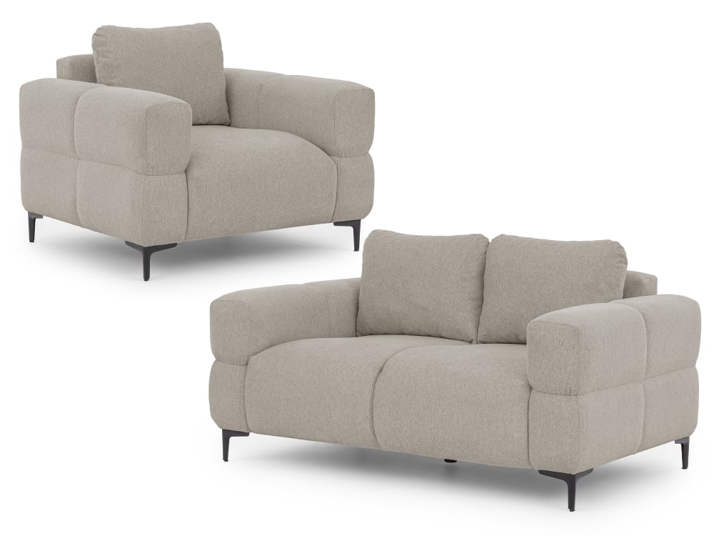 Ensemble de canapé 2+1 en tissu structuré taupe