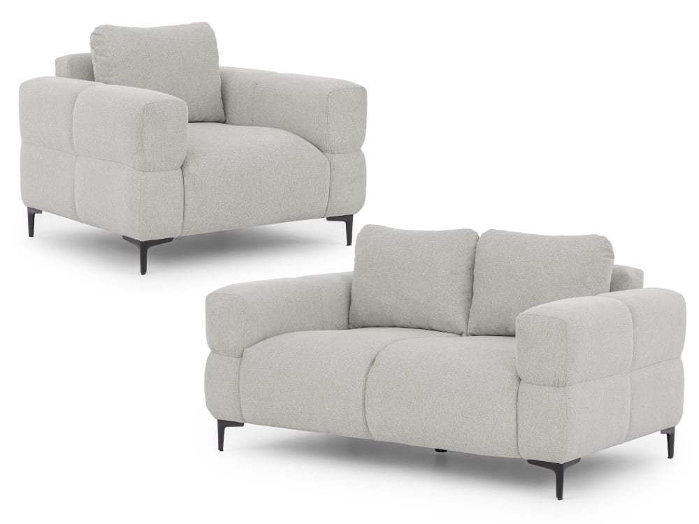 Ensemble de canapé 2+1 en tissu structuré gris clair