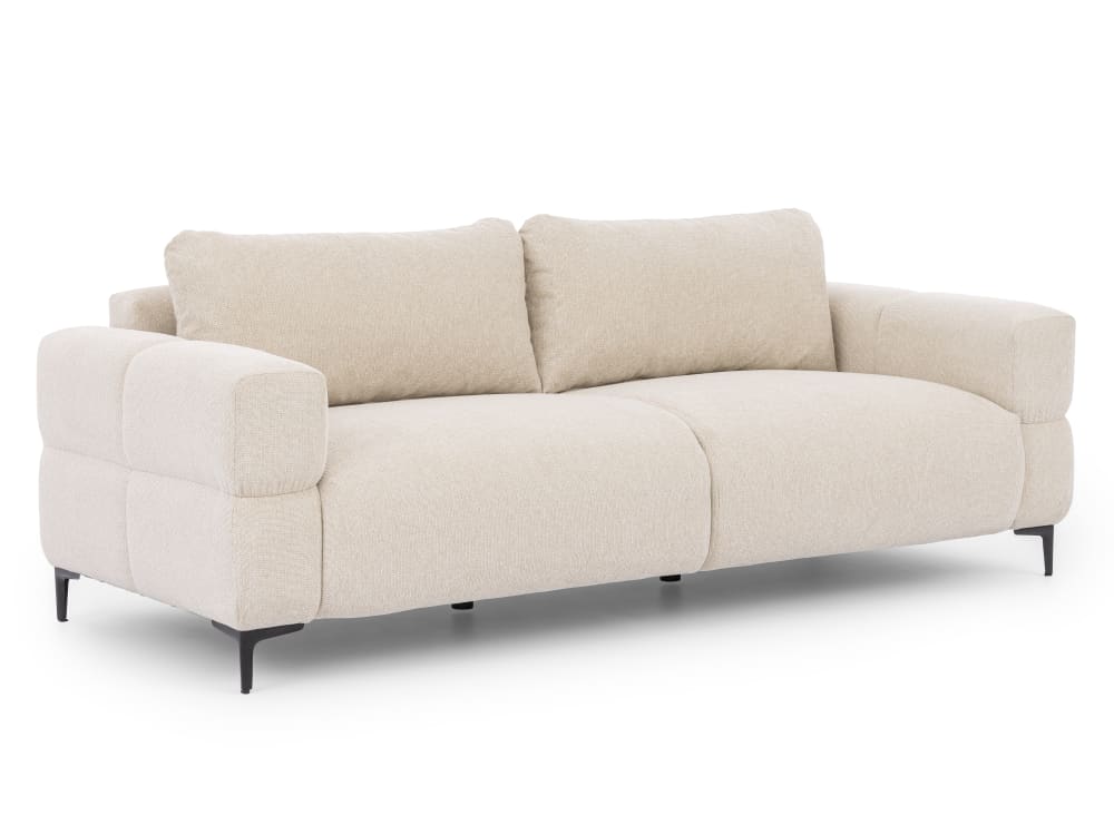 Canapé 3 places en tissu structuré beige clair 217x97x80 cm