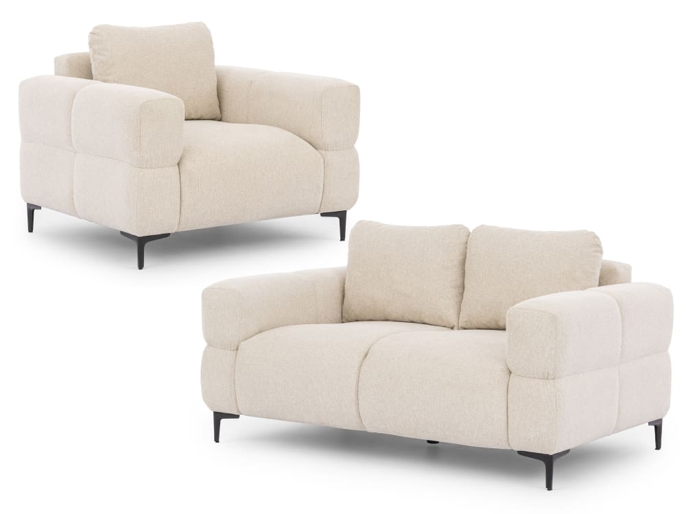 Ensemble de canapé 2+1 en tissu structuré beige clair