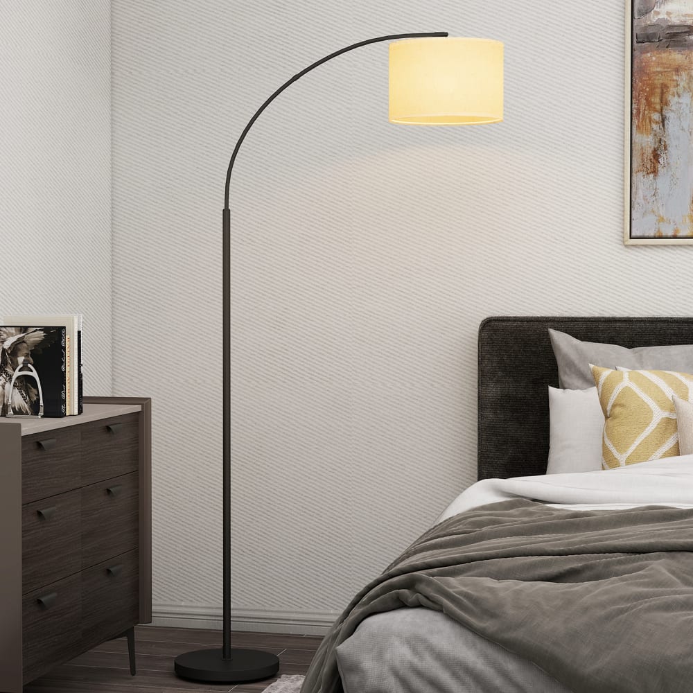 Lampadaire avec télécommande abat-jour réglable minuterie noir