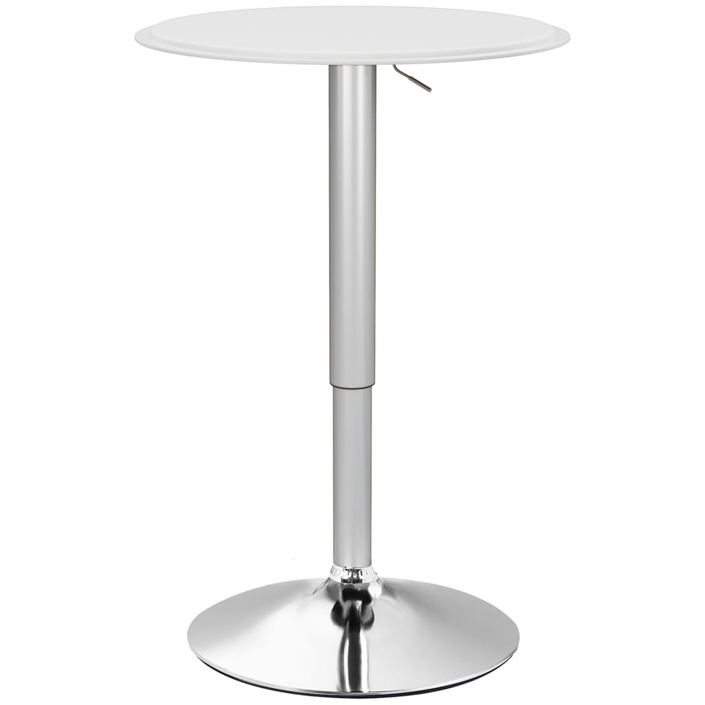 Homcom Runder Bistrotisch, höhenverstellbar, Chrom & PU, Weiß style modern Weiß Metall