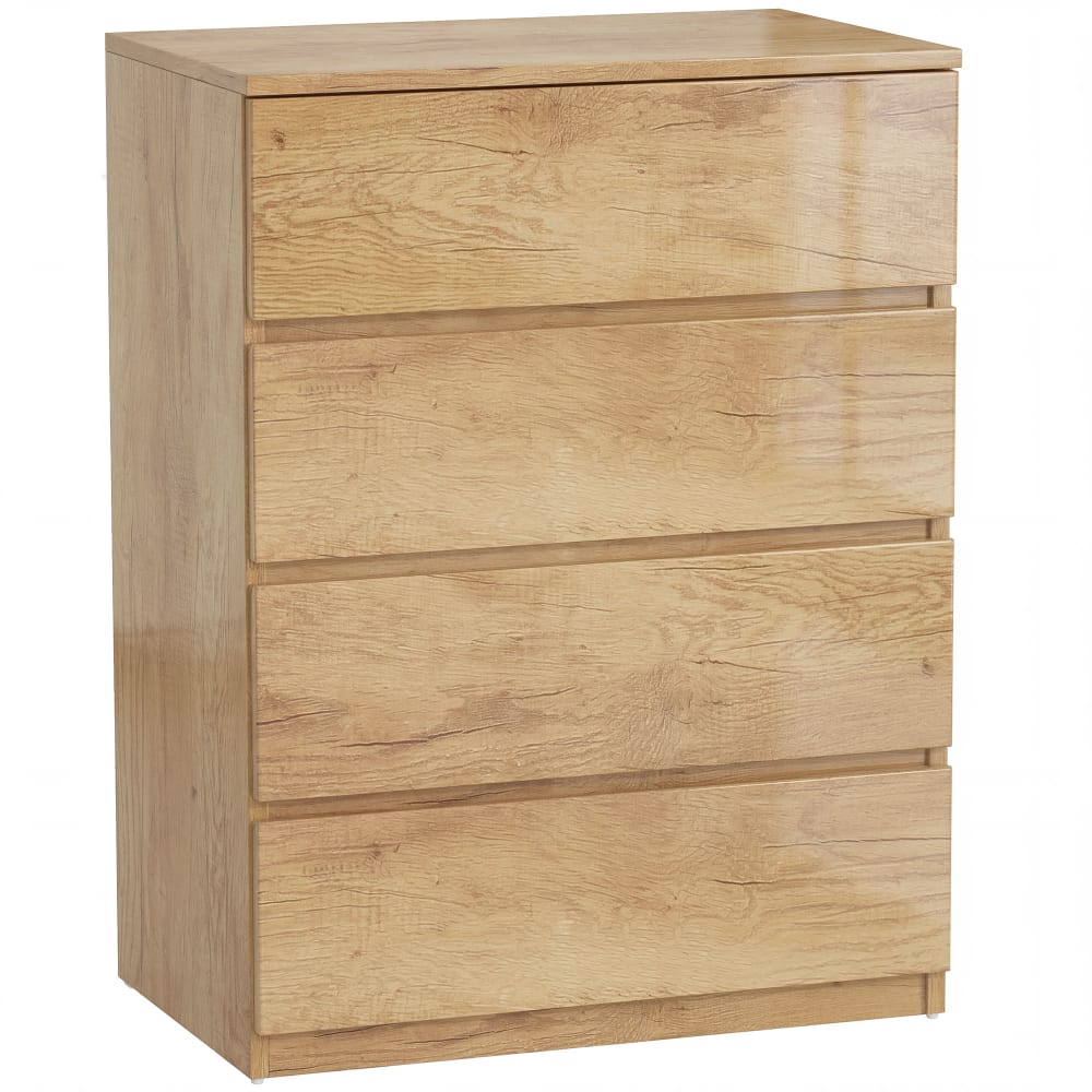 Commode 4 tiroirs meuble de rangement bois naturel Commode 4 tiroirs meuble de rangement bois naturel
