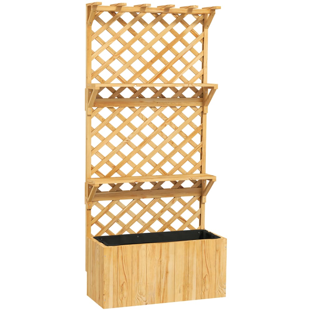 Jardinière avec treillis lit surélevé en bois naturel