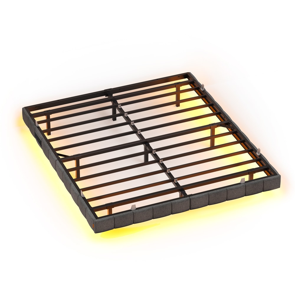 Lit double 140 x 190 cm led intégrée multiprise ports usb gris