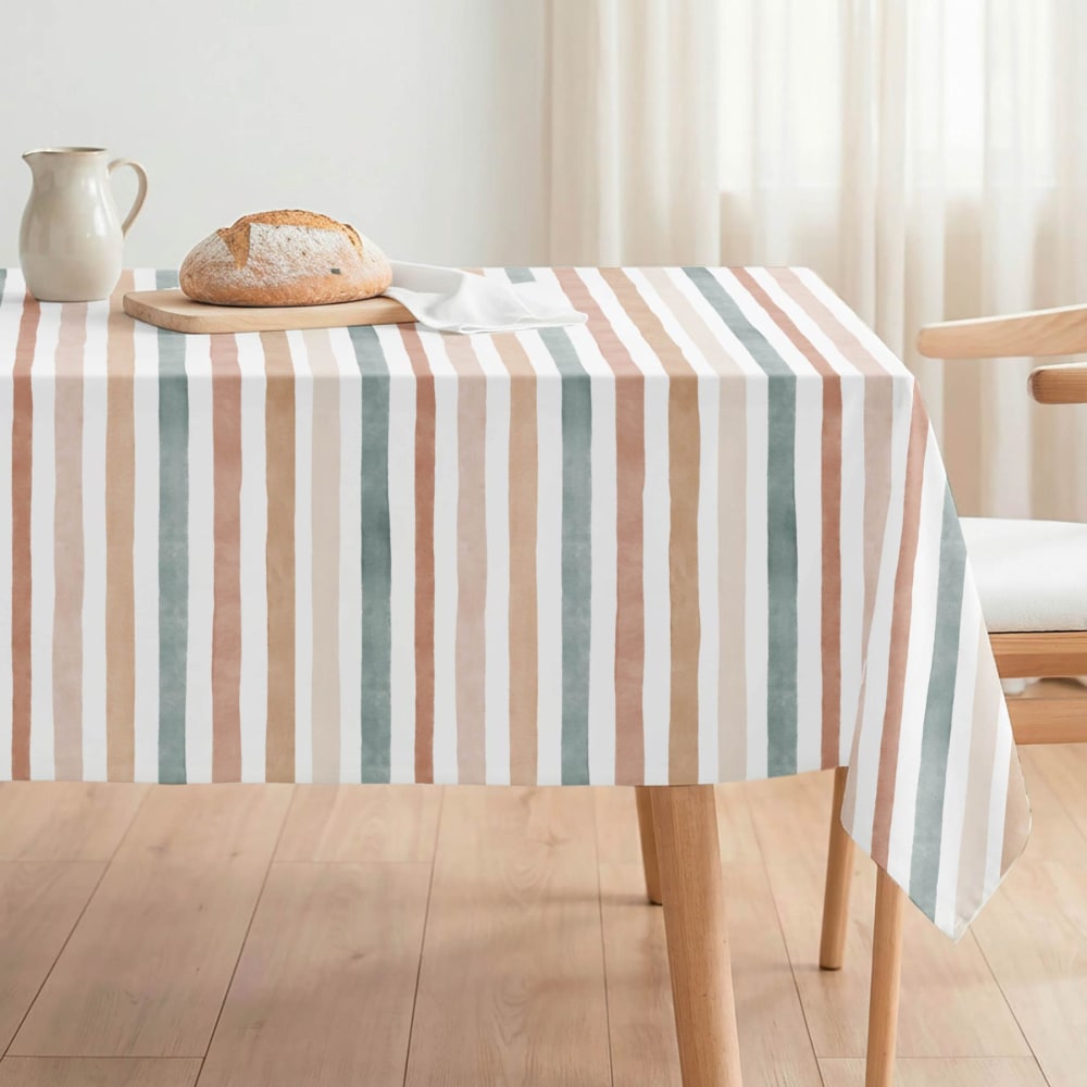 Nappe enduite antitache rayures style méditerranéen 140x100 Nappe enduite antitache rayures style méditerranéen 140x100