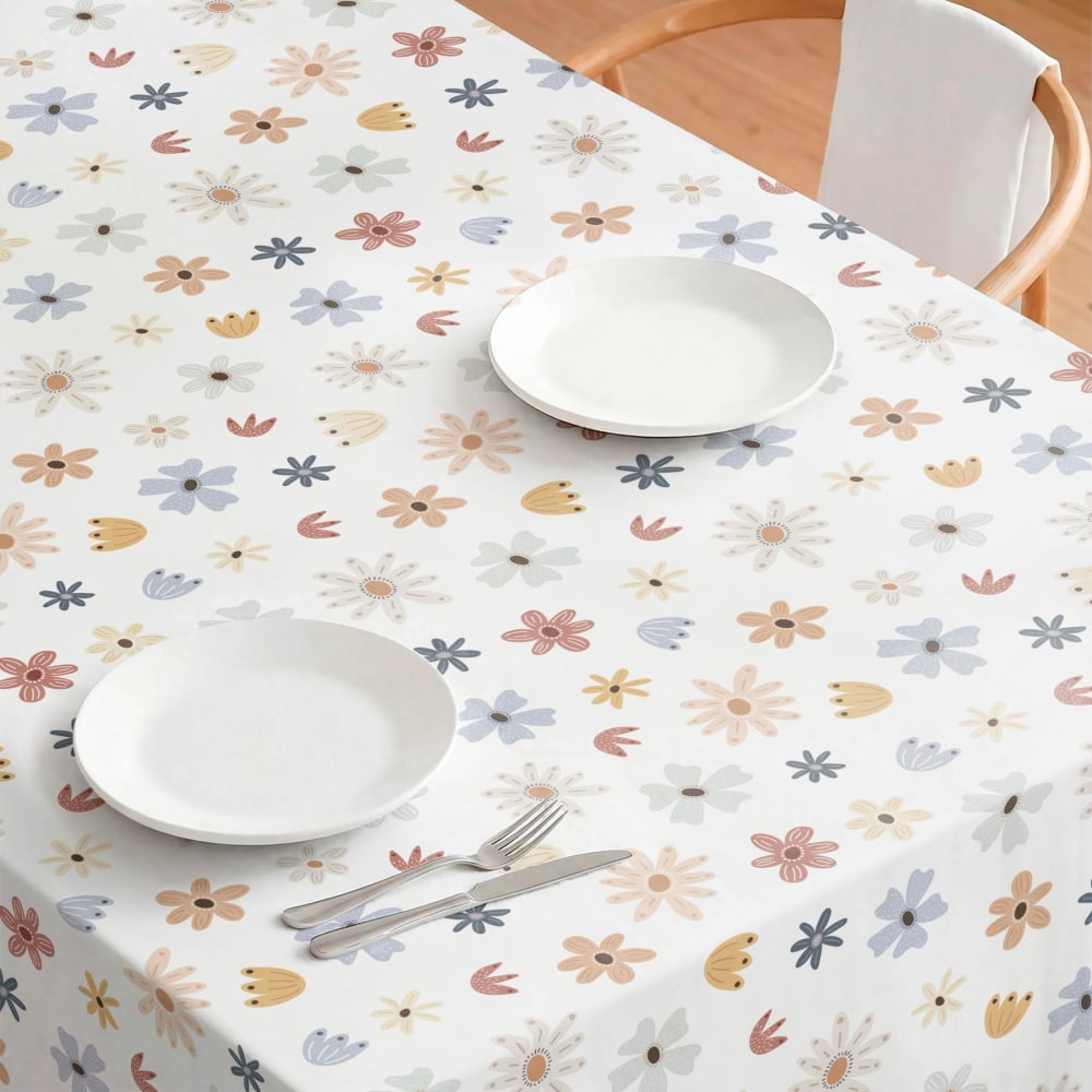 Fleckabweisende beschichtete Tischdecke Blumen bunt 140x240 -