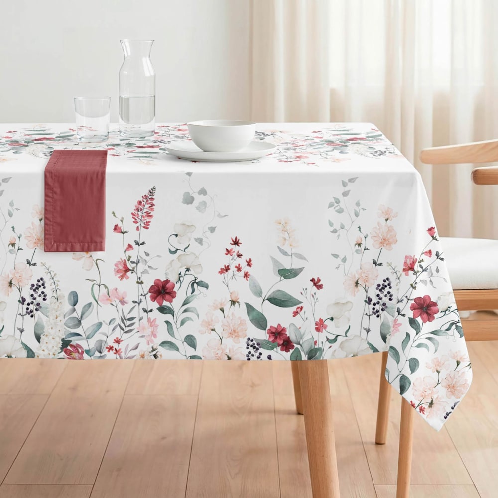 Fleckabweisende beschichtete Tischdecke Blumen edel 140x140 -