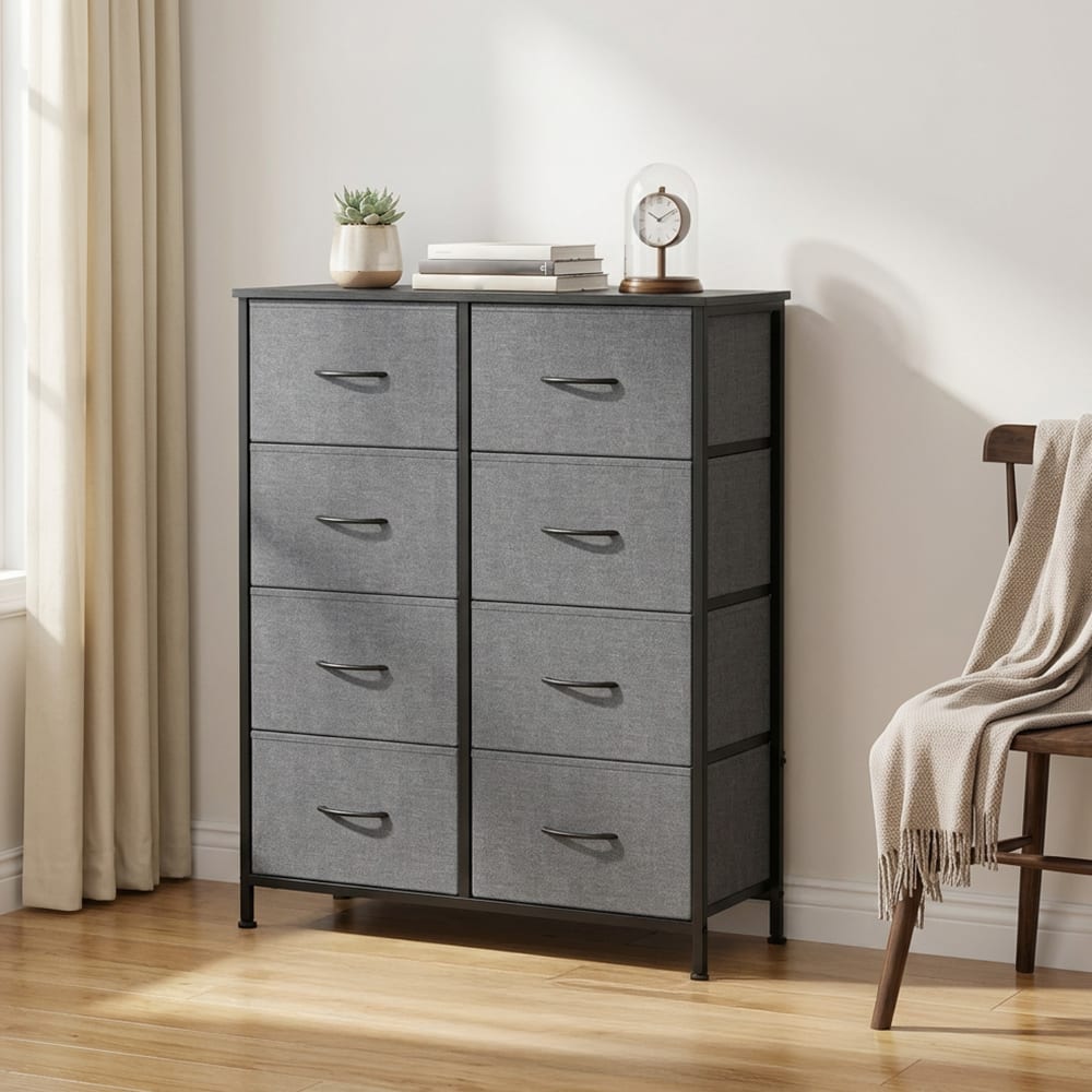 Commode 8 en tissu non-tissé pour chambre ardoise gris