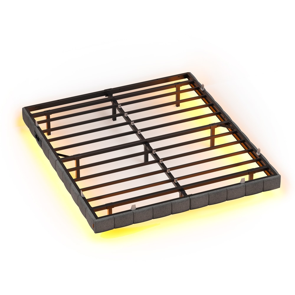 Lit double 160 x 200 cm led intégrée multiprise ports usb gris