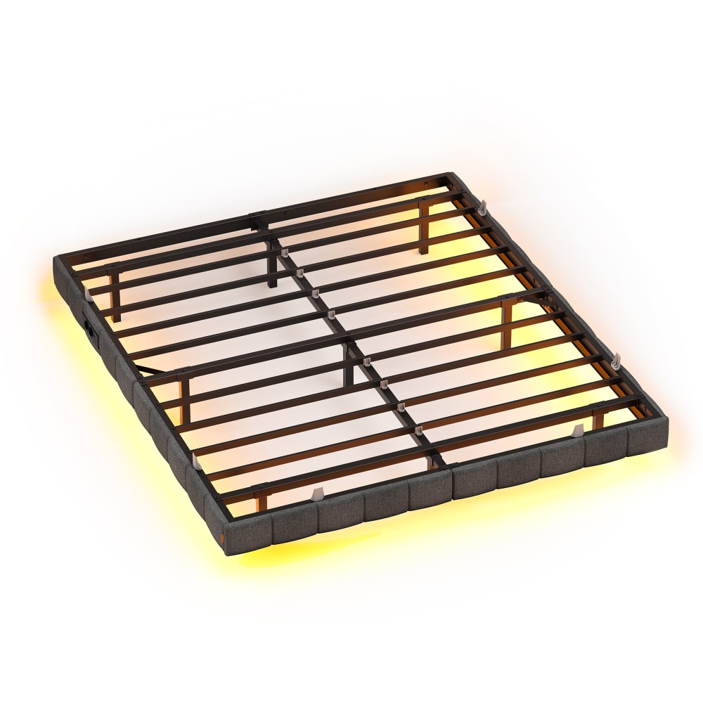 Lit double 180 x 200 cm led intégrée multiprise ports usb gris