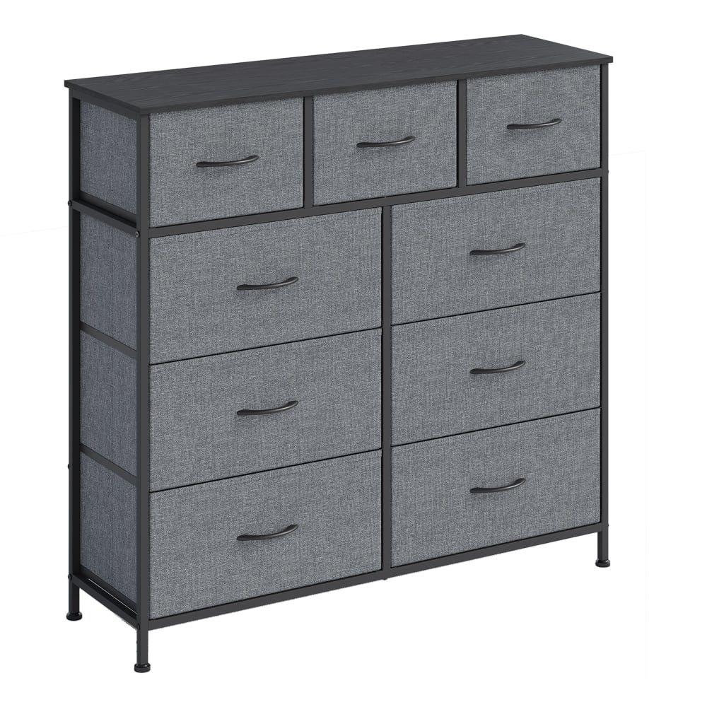 Commodes 9 tiroirs en tissu non-tissé pour chambre gris
