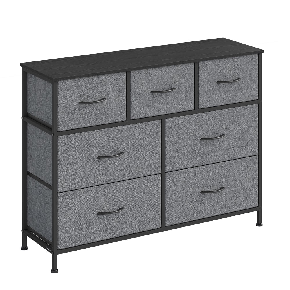 Commode 7 tiroirs en tissu non-tissé pour chambre gris