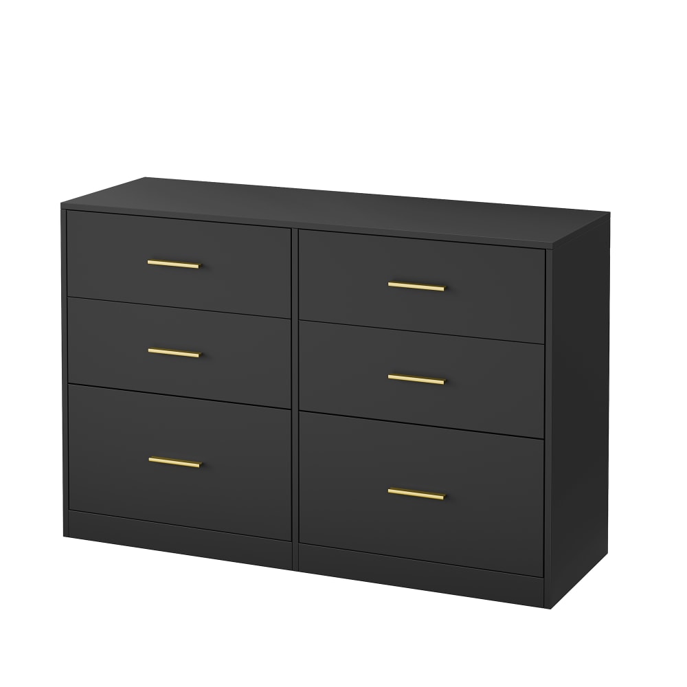 Commodes à tiroirs 6 tiroirs 40 x 119 x 78 cm noir