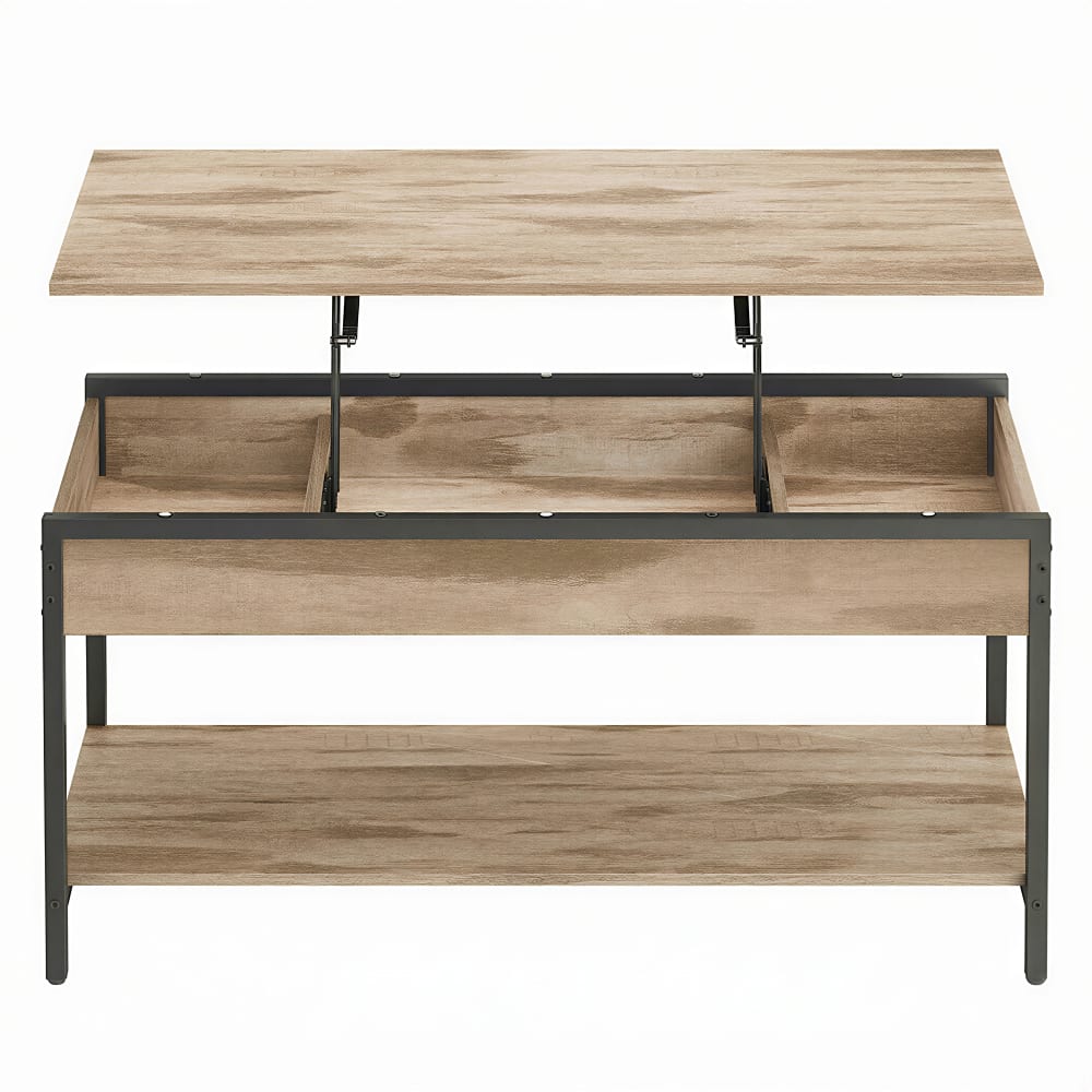 Table basse avec plateau relevable 100 x 50 cm  marron camel et noir