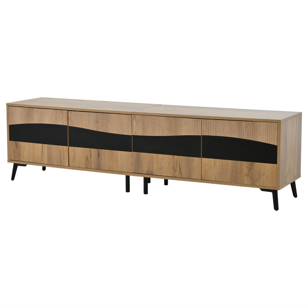 Meuble TV effet bois design symétrique 4 portes