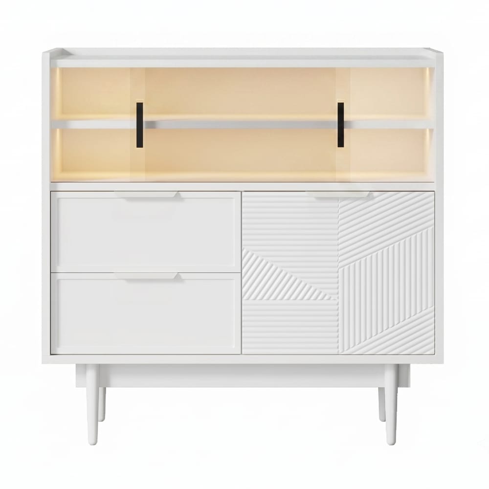 Sideboard mit Glastür und LED-Beleuchtung, Weiß - Maisons Du