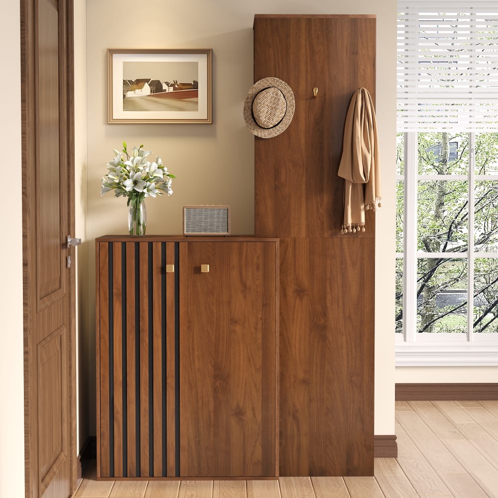 Garderobe Eingang mit Kleiderstange und Schuhschrank,