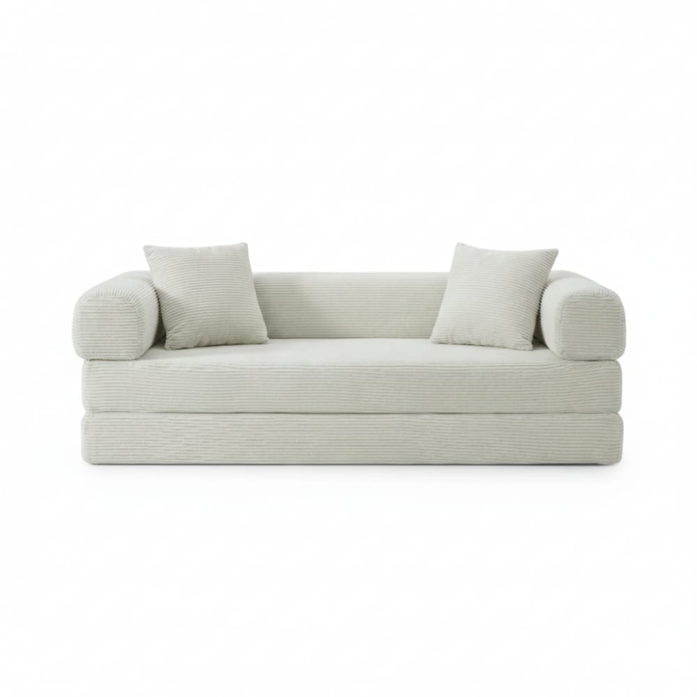 Canapé 3 places modulable sans armature, velours beige