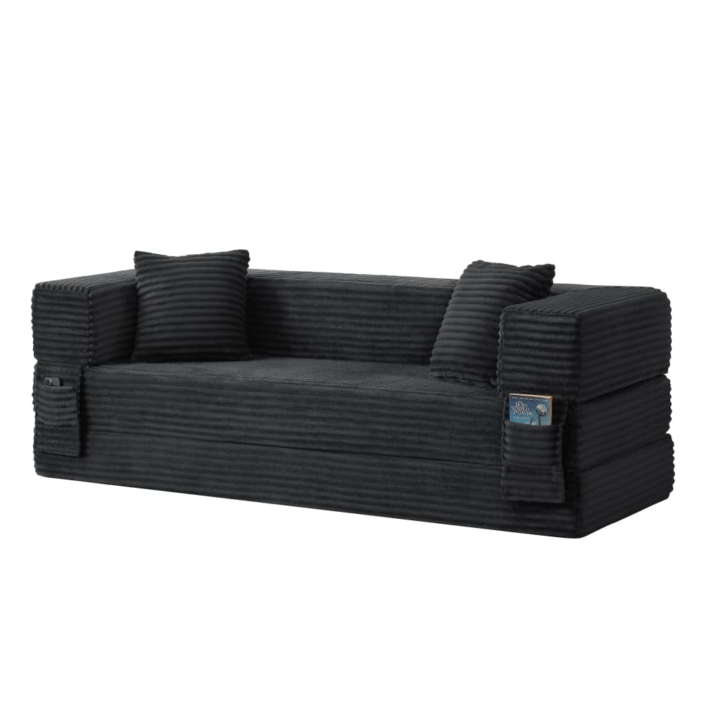 Canapé 3 places modulable sans armature, velours gris foncé