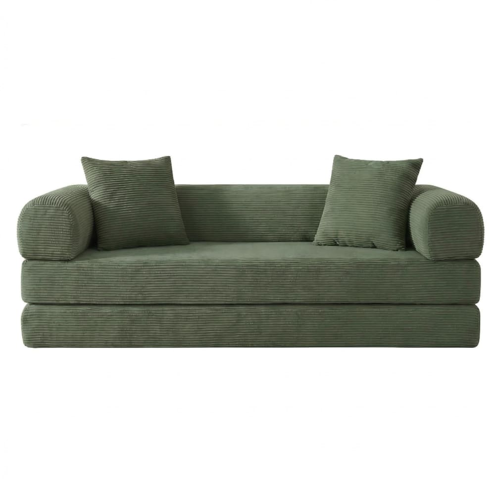 Canapé 3 places modulable , convertible en lit, velours vert