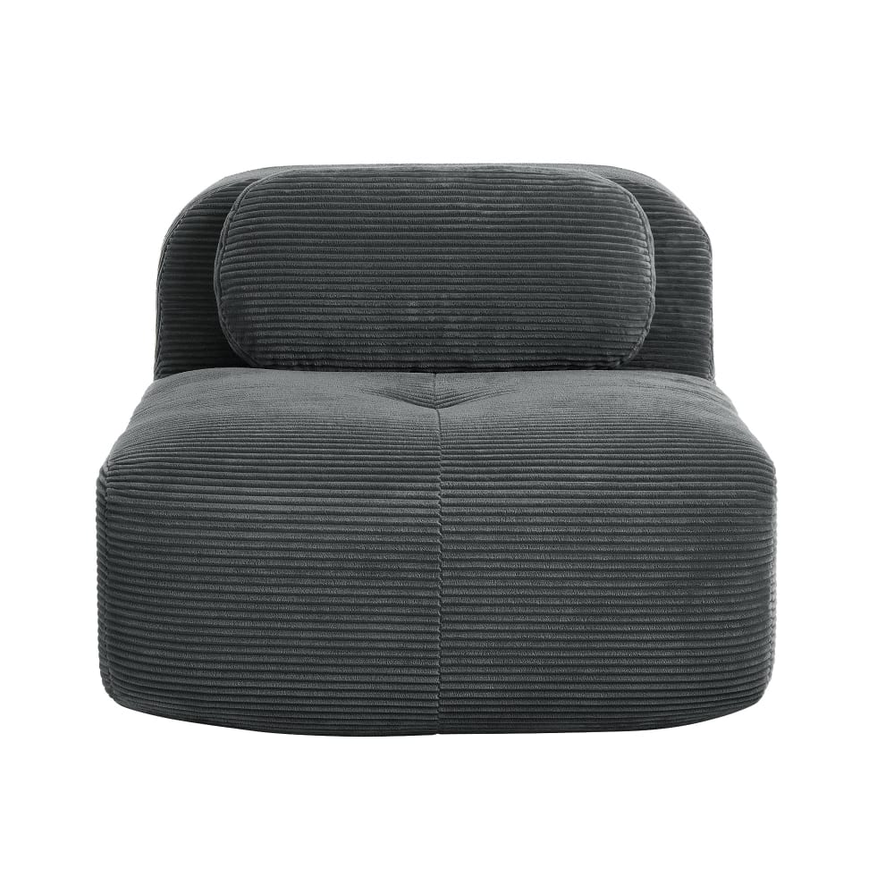 Canapé fauteuil modulable sans accoudoirs en velours côtelé gris