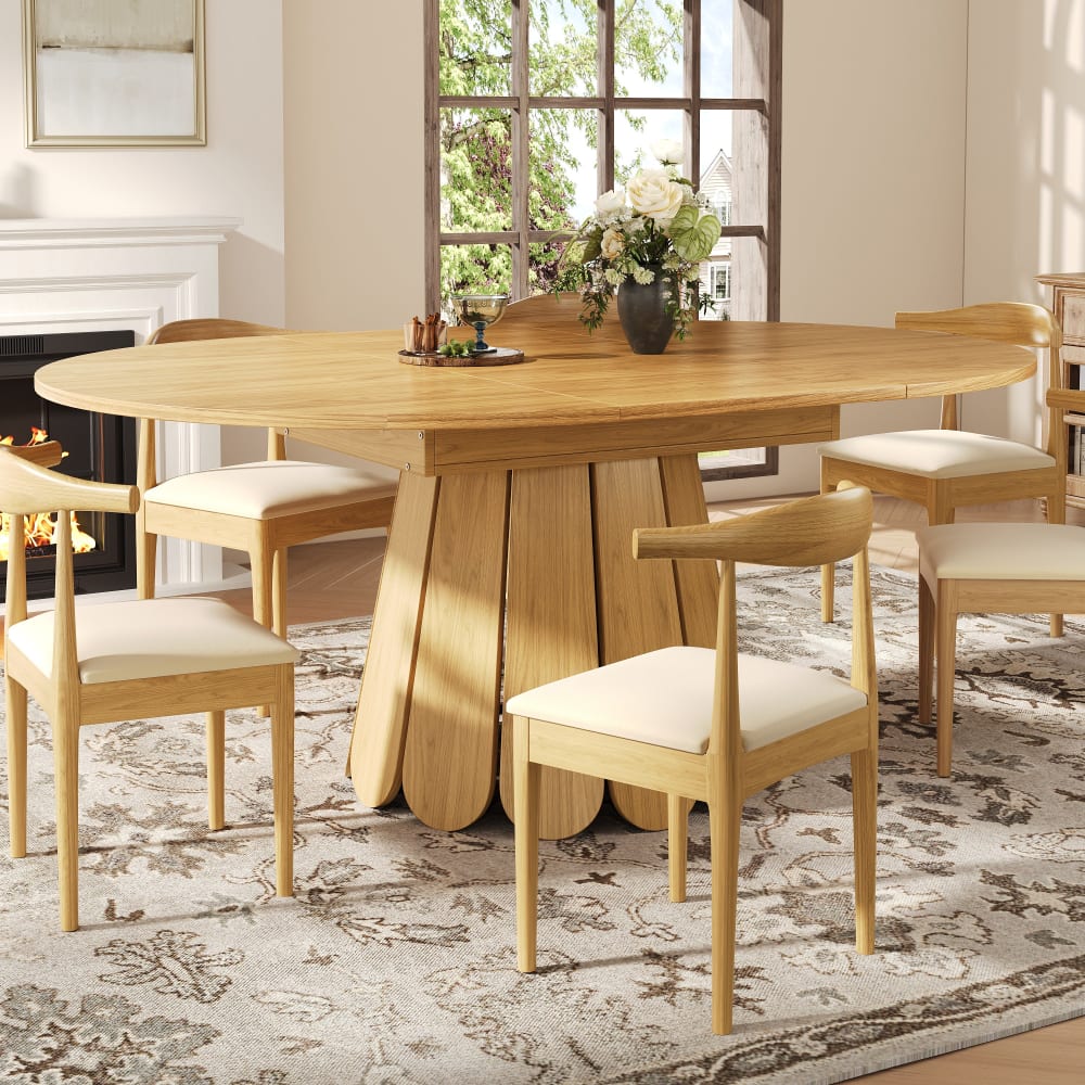 Runder, Ausziehbarer Esstisch, Beige - Maisons Du Monde
