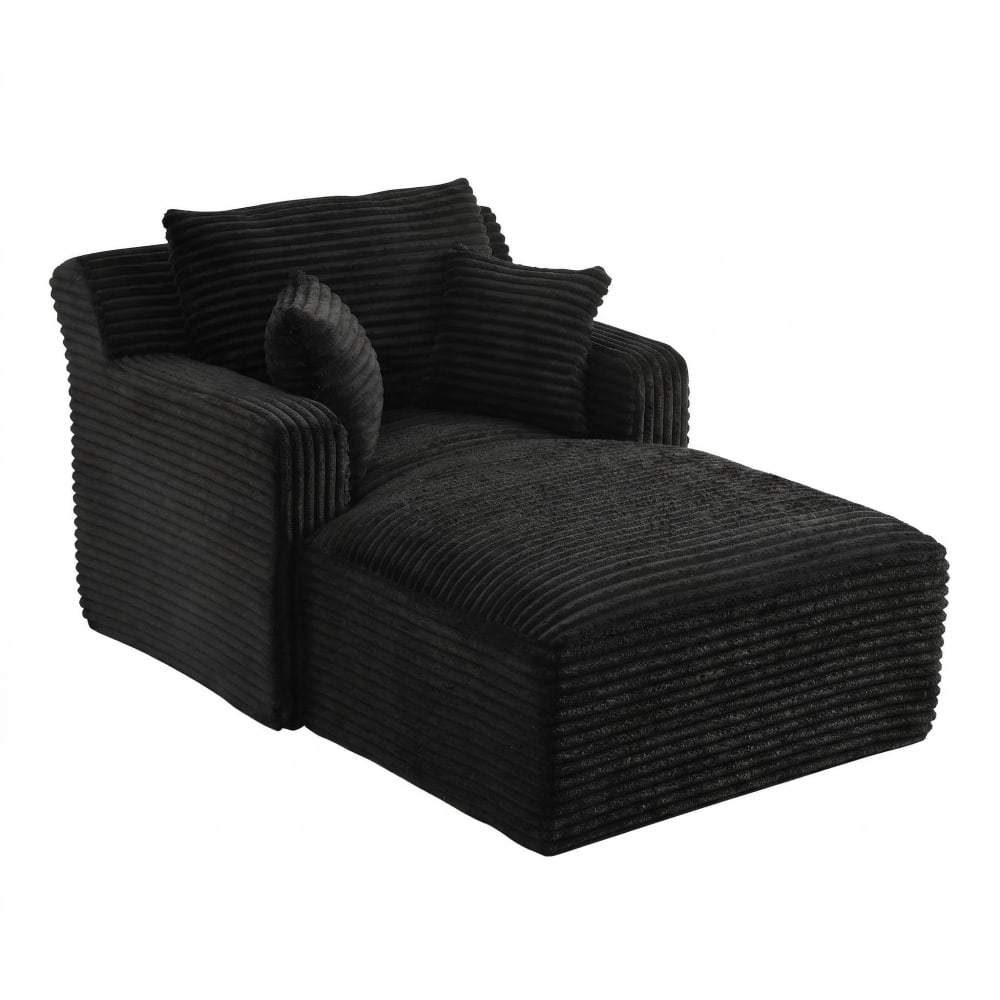 Canapé méridienne lit modulable en velours côtelé noir