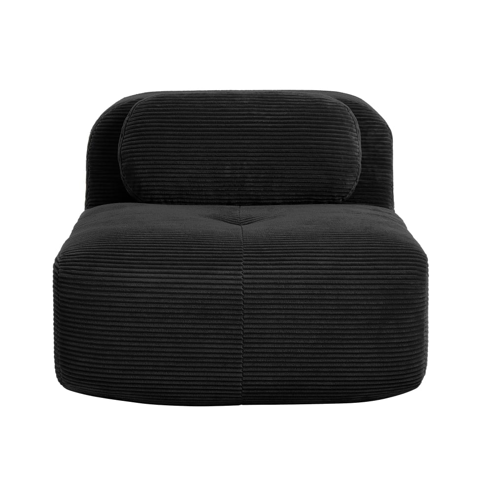 Canapé fauteuil modulable sans accoudoirs en velours côtelé noir