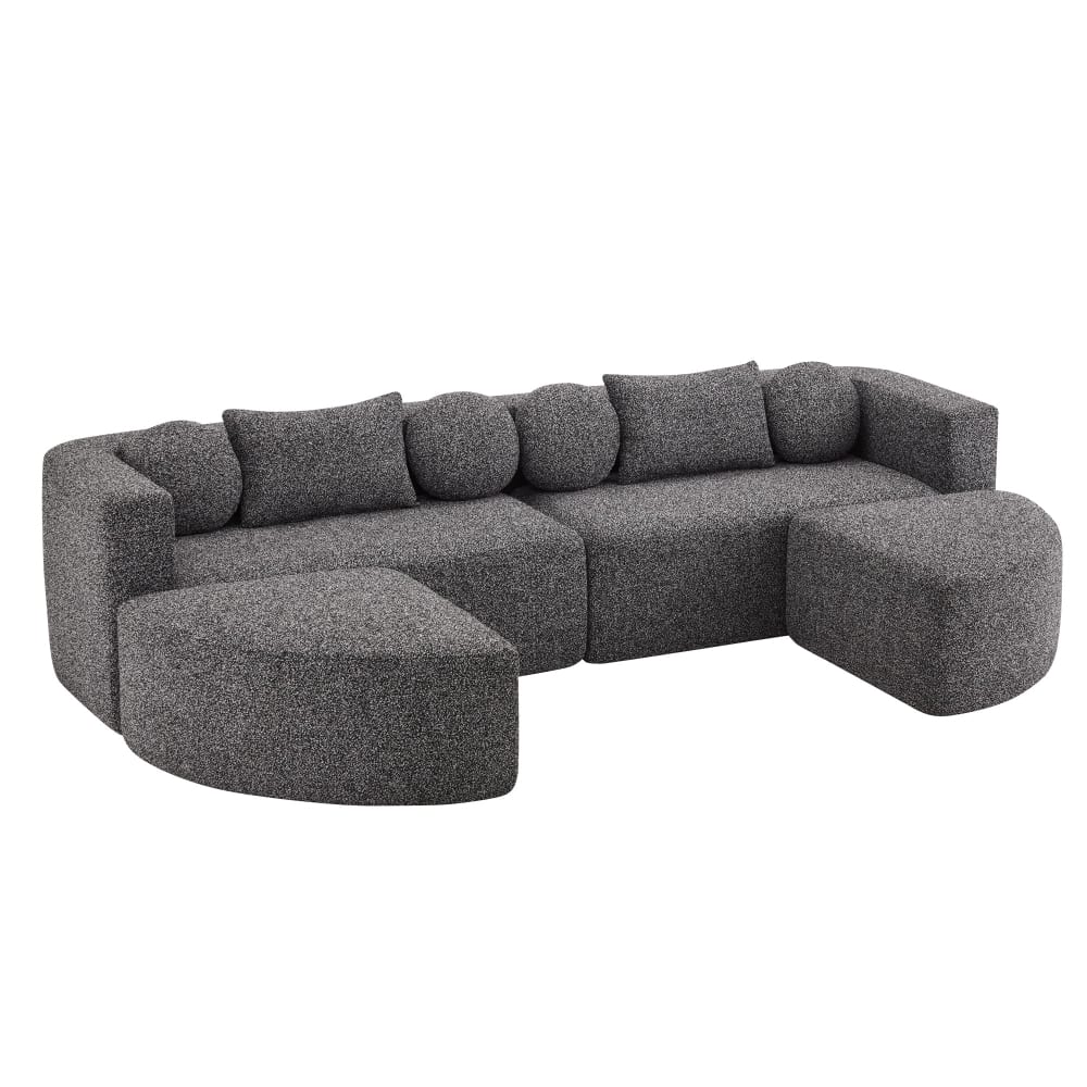 Canapé modulable avec fonction lit, chenille noir, sans montage