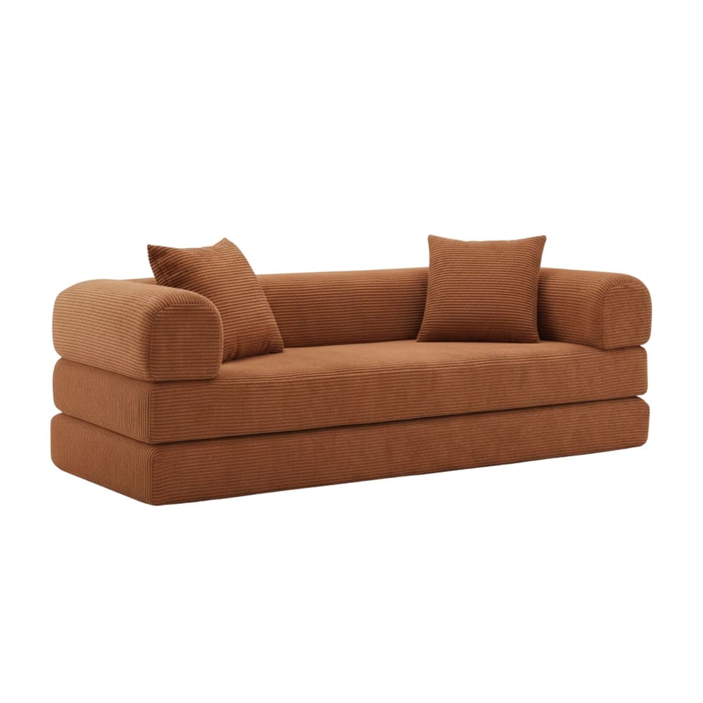 Canapé 3 places modulable, convertible en lit, velours terracotta