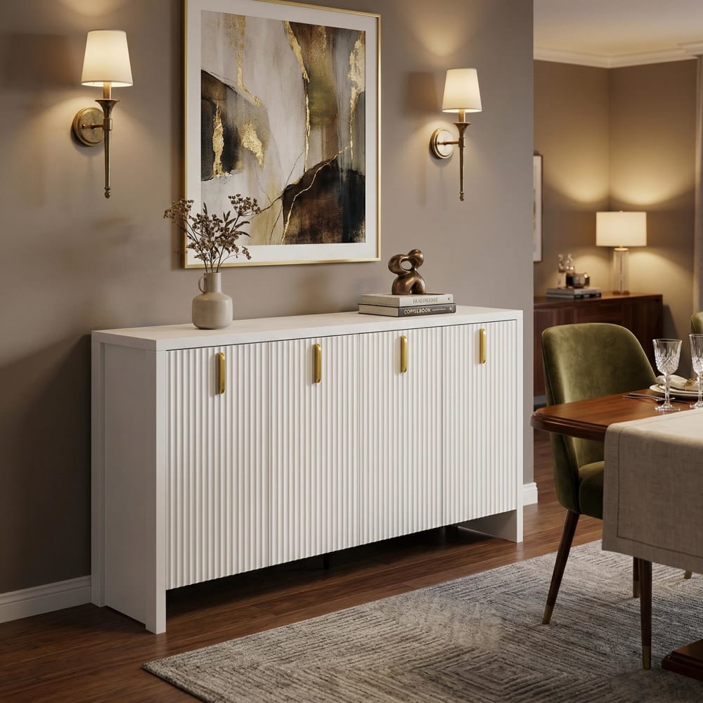 Sideboard mit Wellenfront und Griffen, Weiß - Maisons Du Monde