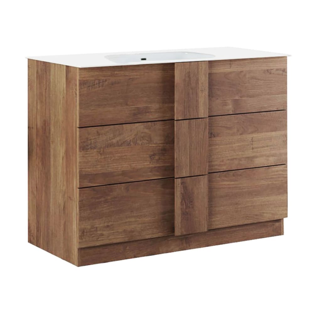 Meuble  vasque 82cm 3 tiroirs aspect bois finition mercure