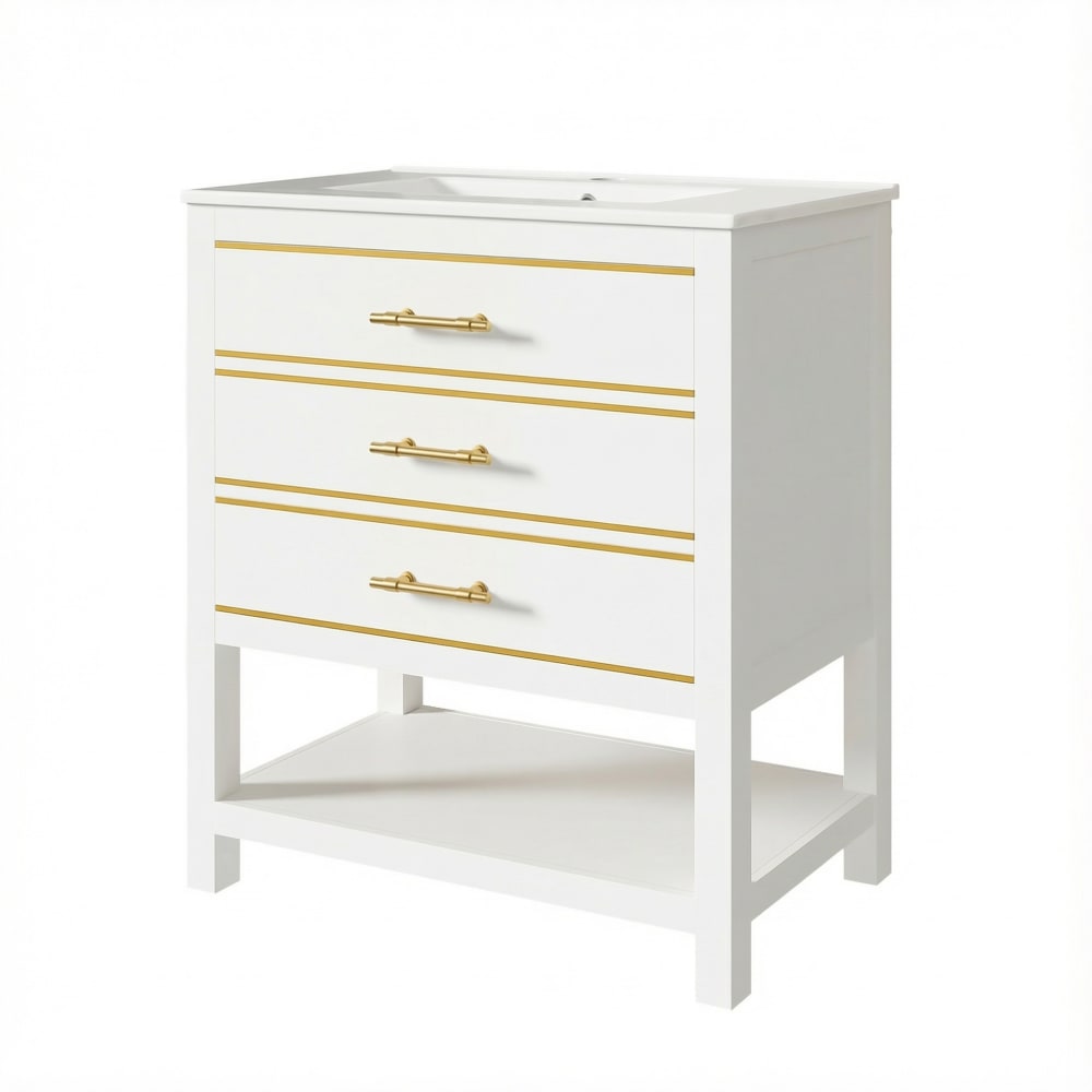 Lavabo en mdf avec vasque en céramique blanc