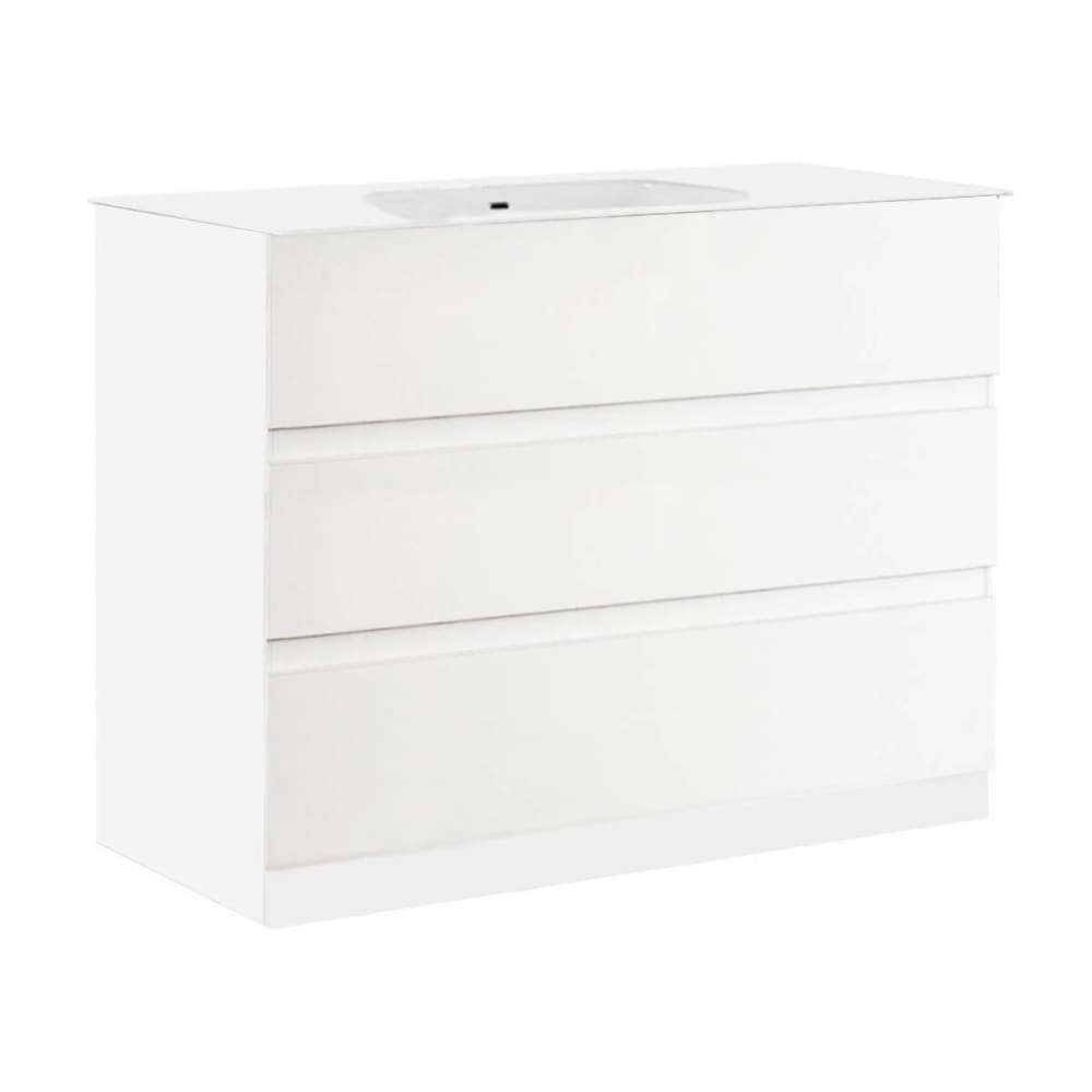 Meuble  vasque 82cm 3 tiroirs  finition blanc laqué