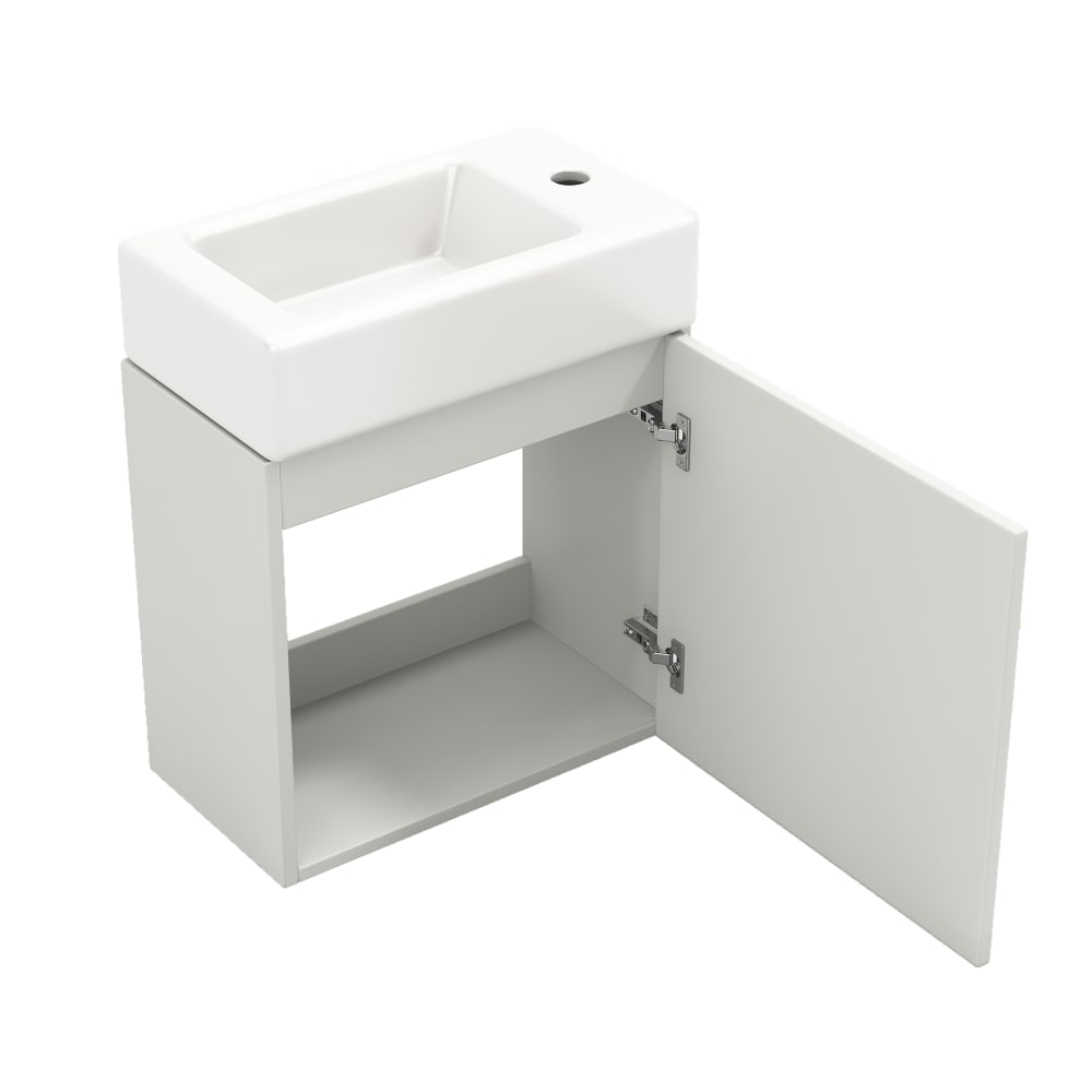 Lavabo en céramique avec meuble sous-vasque blanc