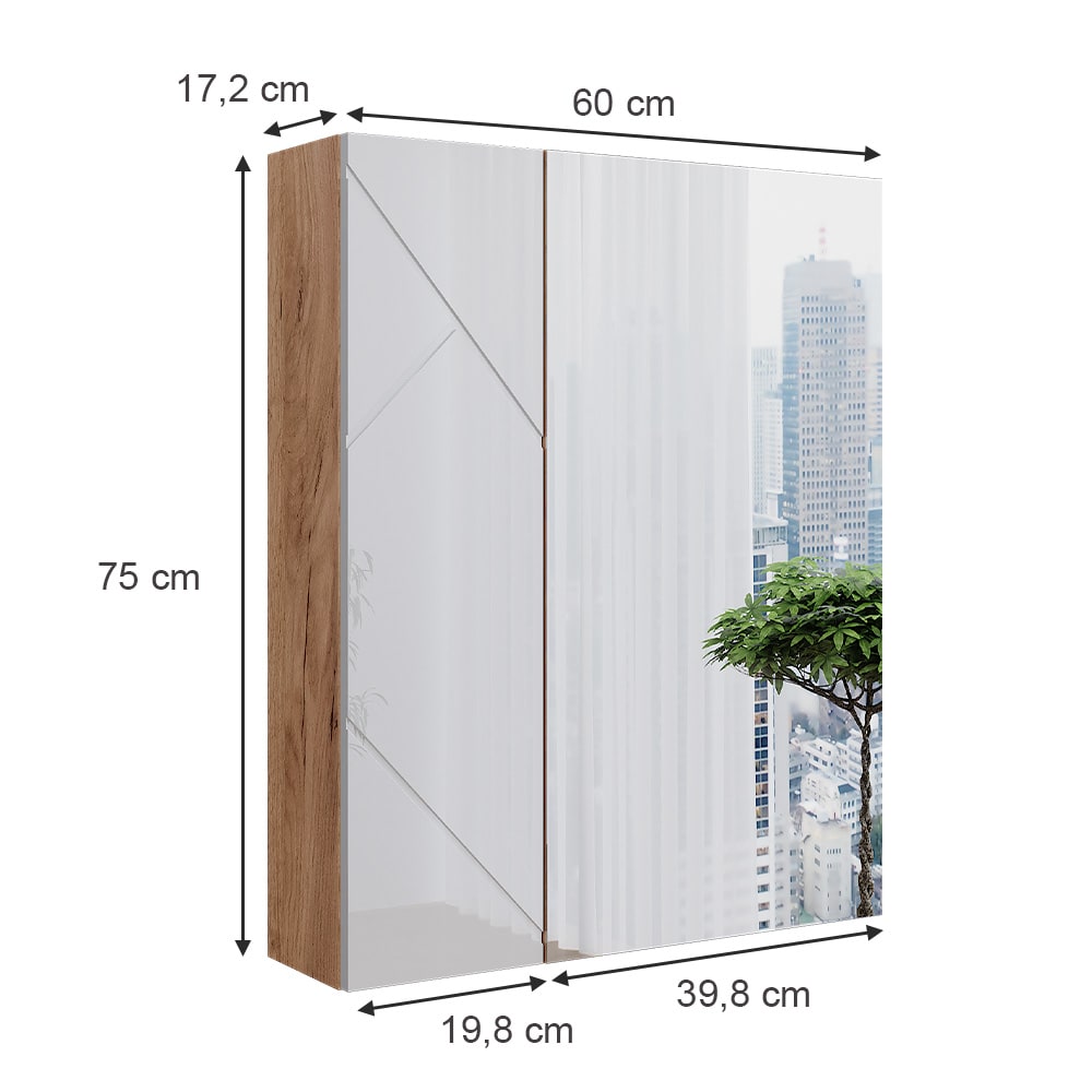 Badspiegelschrank 0 Weiß/Eiche 60x75cm - Maisons Du Monde