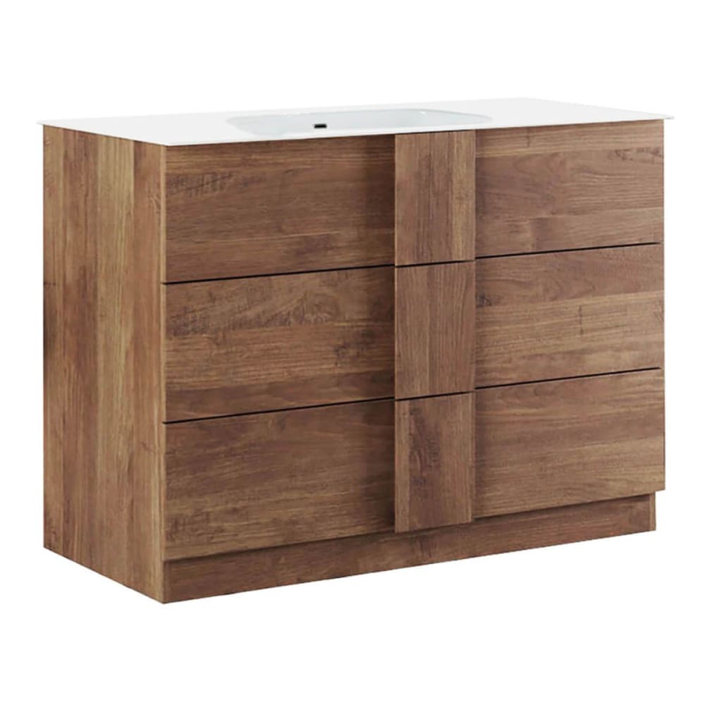 Meuble  vasque 101cm 3 tiroirs aspect bois finition mercure