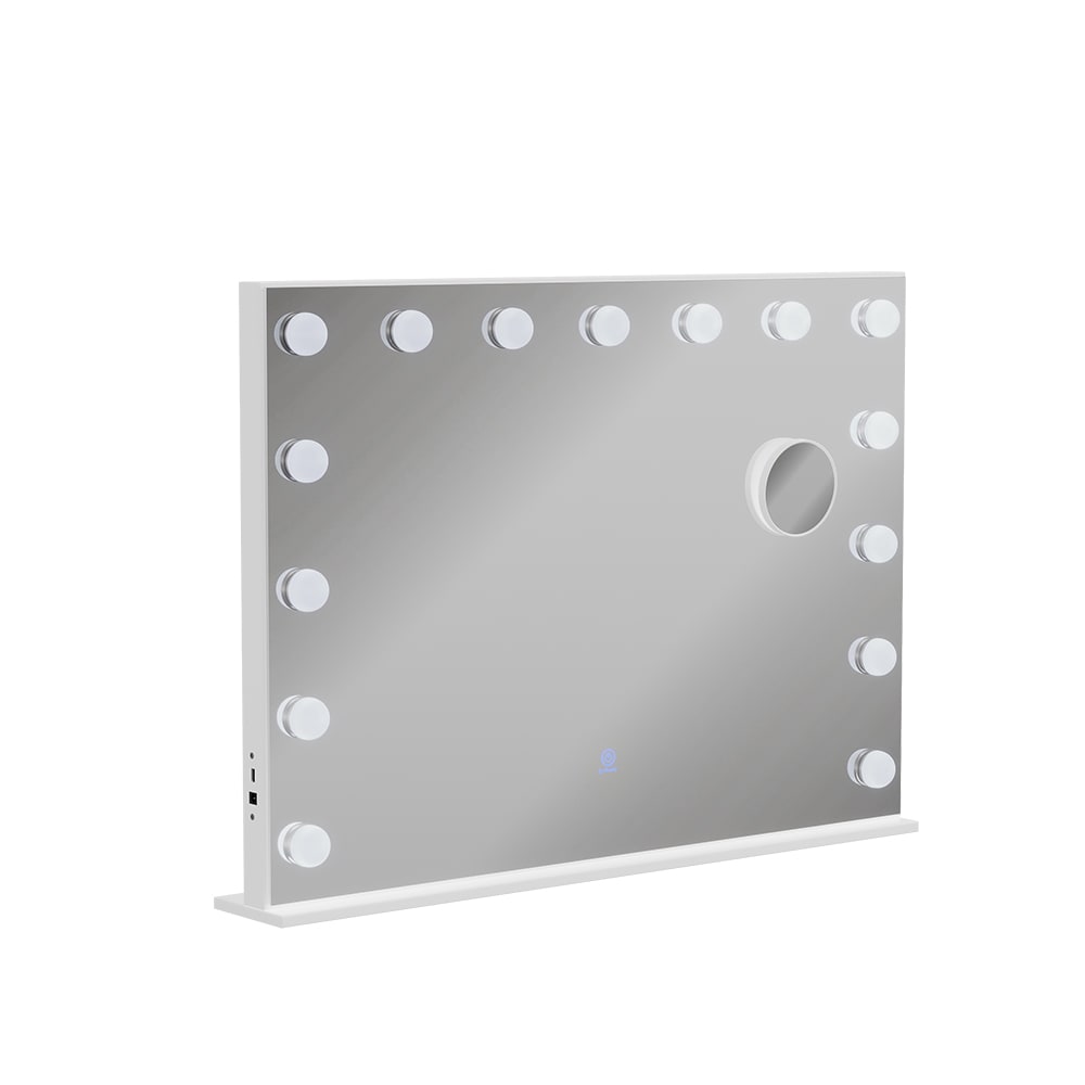Vicco Schminktischspiegel mit LED-Beleuchtung, Weiß 58 x 47 cm style modern Weiß Glas