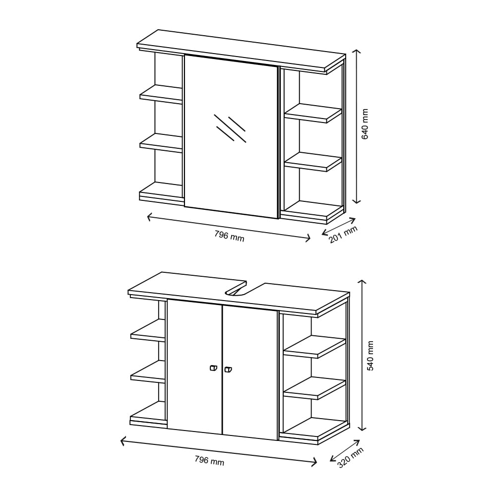 Badmöbel-Set 2-teilig Weiß 80x64cm - Maisons Du Monde